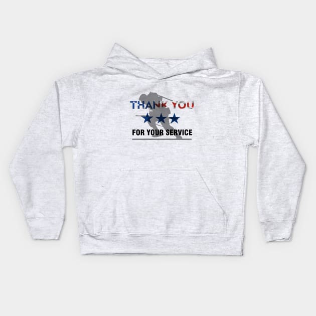 Memorial Day Thank You For Your Service Graphic Design Kids Hoodie by AdrianaHolmesArt